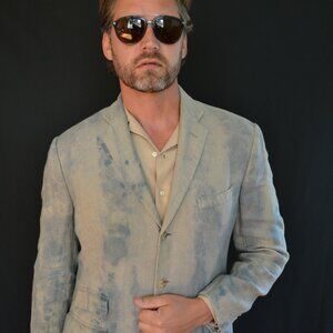 Ralph Lauren jacket blazer tie dye gray grey blue navy sport coat large XL 42 44